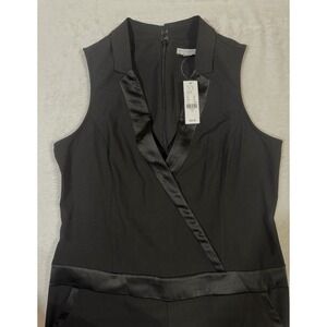 New York And Company Black Tuxedo Jumpsuit Sz 8